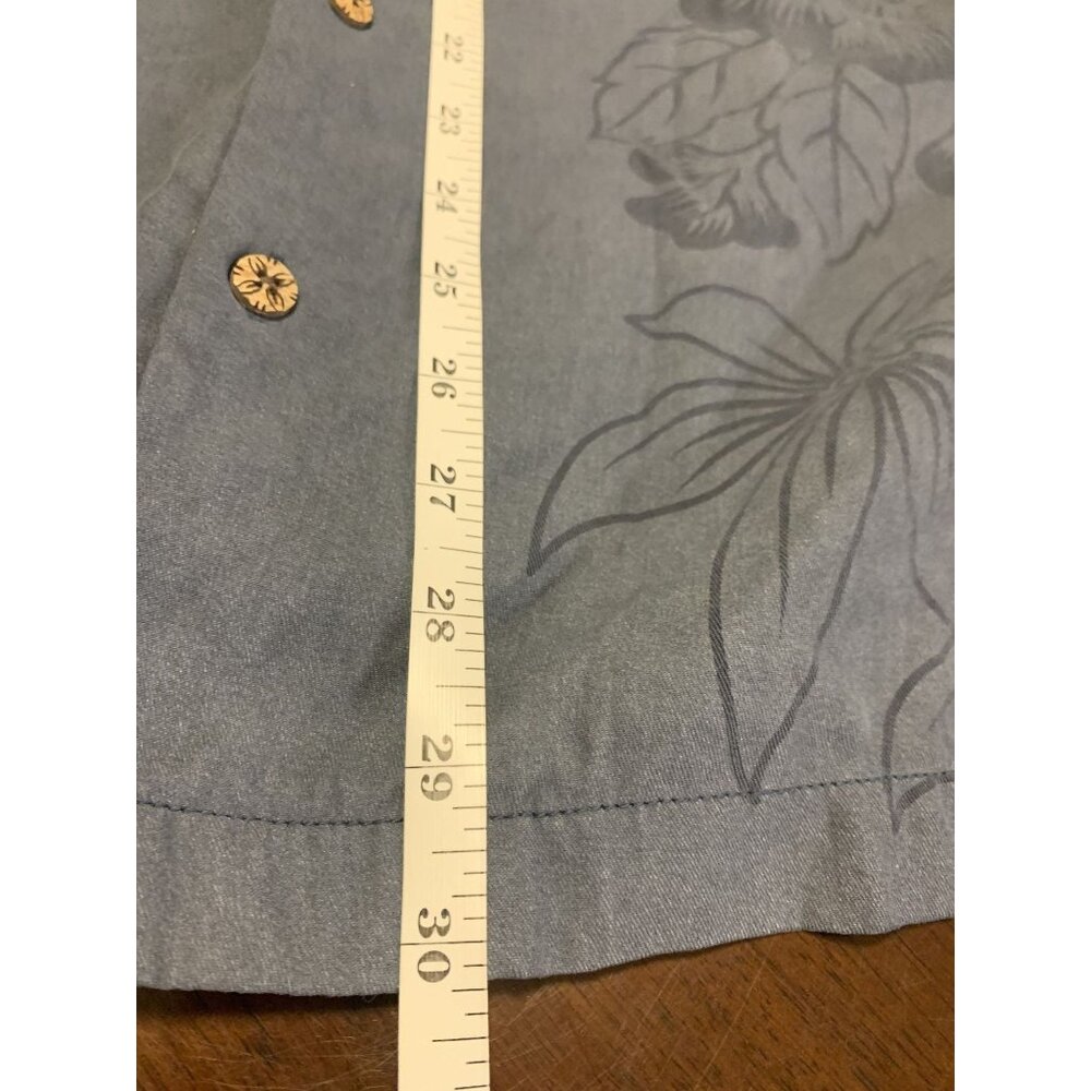 Tommy Bahama M 100% Silk Tropical Floral Classic Shirt Casual Blue - Picture 7 of 7